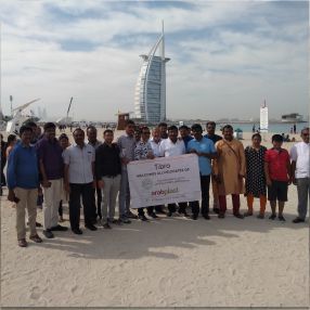 People gathered outside the beach